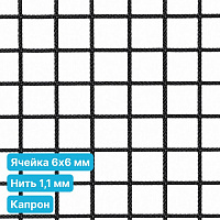 Антидроновая сетка 6х6 1,1 мм капрон черная безузловая